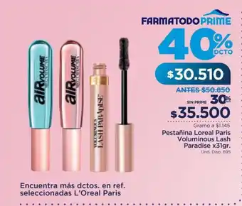 FarmaTodo Pestañina Loreal Paris Voluminous Lash Paradise x 31gr oferta