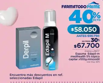 FarmaTodo Espuma Edapil-m Medihealth 5% Topico capilar x 100g minoxidil oferta