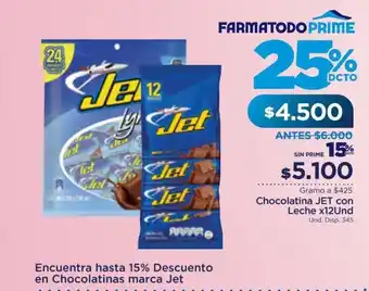 FarmaTodo Chocolate JET con Leche x 12 Und oferta