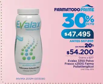 FarmaTodo Evalax 3350 Polvo Frasco x 250 G Farma Polietilenglicol oferta