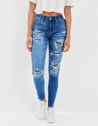 American Eagle Jegging ae ne(x)t level tiro alto con parches oferta