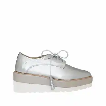Bon-Bonite Zapato de atadura color plata en cuero folia oferta