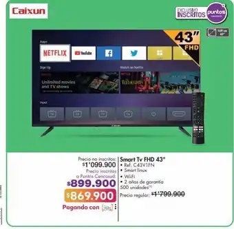 Metro Caixun smart tv fhd 43" ref. c43v1fn smart linux oferta