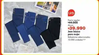 Metro Urb jean básico para mujer referencias seleccionadas oferta