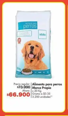 Metro Alimento para perros marca propia x 20 kg oferta