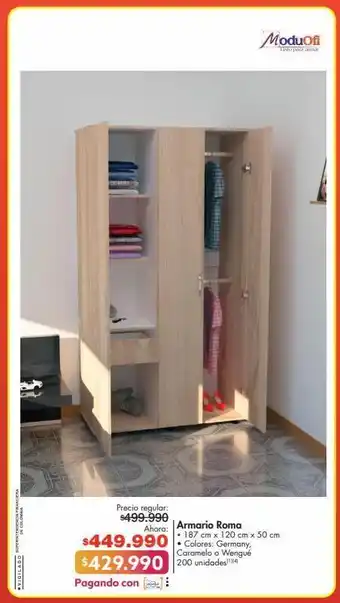 Metro Armario roma 187 cm x 120 cm x 50 cm oferta