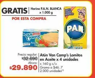 Metro Atún van camp’s lomitos en aceite x 4 unidades x 160 g c/u oferta