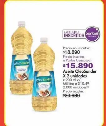 Metro Aceite oleosander x 2 unidades x 900 ml c/u oferta