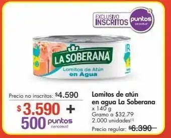 Metro Lomitos de atún en agua la soberana x 140 g oferta