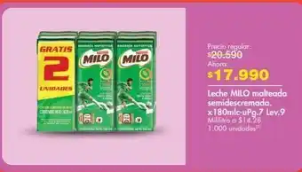 Metro Leche milo malteada semidescremada. x180mlc-upg.7 lev.9 oferta