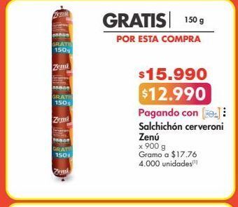 Metro Salchichón cerveroni zenú x 900 g oferta