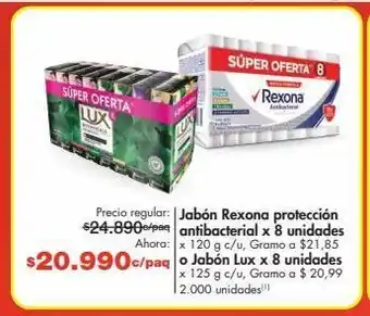 Metro Jabón rexona protección antibacterial x 8 unidades x 120 g c/u oferta