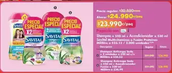 Metro Shampoo x 550 ml + acondicionador x 530 ml savital multivitaminas o fusión proteínas oferta