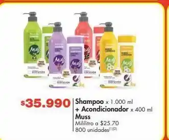 Metro Shampoo x 1.000 ml + acondicionador x 400 ml muss oferta