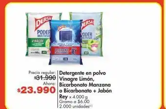 Detergente en polvo vinagre limón, bicarbonato manzana o bicarbonato + jabón rey x 4.000 g