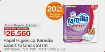 Makro Papel Higienico Familia Expert 15 Und x 28 mt oferta