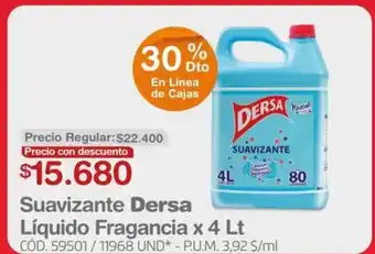 Makro Suavizante Dersa Liquido Fragancia x 4 Lt oferta