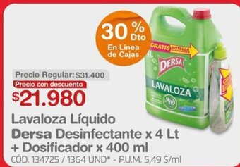 Makro Lavaloza Liquido Dersa Desinfectante x 4 Lt + Dosificador x 400 ml oferta