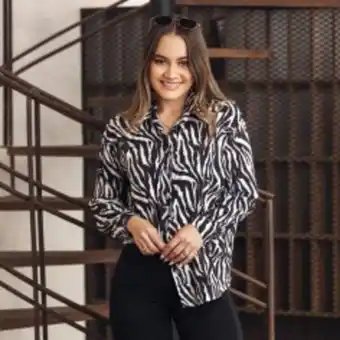 Ángel Jeans Blusa camisera oversize estampado animal print zebra oferta