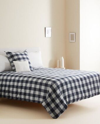 Zara Home Funda nórdica franela cuadros azul marino oferta