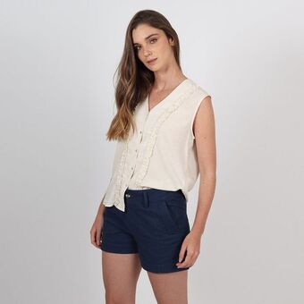 Fuera de Serie Blusa cuello v manga sisa oferta