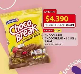 Ara Colombina chocolates chocobreak x 30 un / 150g oferta