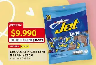 Ara Jet Lyne chocolatina x 24 un / 216 g oferta