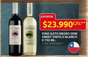 Ara Gato Negro Vino semi sweet tinto o blanco x 750 ml oferta