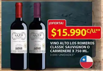 Ara Alto Vino los romeros classic sauvignon o carmenere x 750 ml oferta