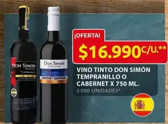 Don Simon vino tinto tempranillo o cabernet x 750 ml