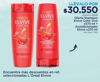 FarmaTodo Elvive Shampoo Color Vive x 370 ml + Acondicionador Elvive x 370 ml oferta