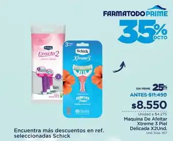 FarmaTodo Schick maquina de afeitar Xtreme 3 Piel Delicada x 2 und oferta