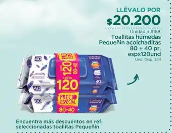 FarmaTodo Pequeñin Toallitas humedas acolchaditas 80 + 40 pr. esp x 120 und oferta