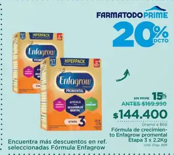 FarmaTodo Enfagrow Formula de crecimiento promental Etapa 3 x 2.2 kg oferta