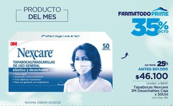 FarmaTodo Nexcare Tapabocas 3M Desechables Caja x 50 Uni oferta