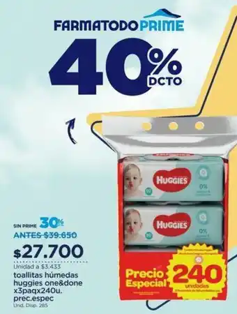 FarmaTodo Huggies toallitas humedas one & Done x 3 paq x 24 ou prec espec oferta