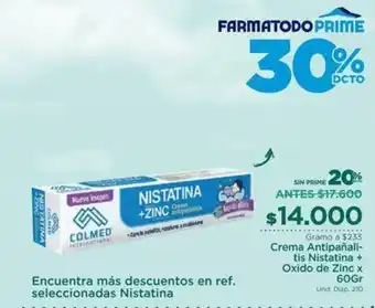 FarmaTodo Crema Antipañalitis Nistatina + Oxido de Zinc x60g oferta