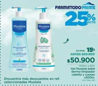 FarmaTodo Mustela Gel bebe dermo-limpiador cabello y cuerpo x 500 m oferta