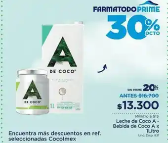 FarmaTodo A de coco Leche Bebida de Coco A x 1 Litro oferta