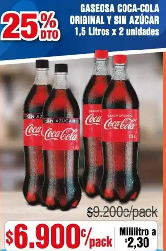 Alkosto Gaseuosa Coca-Cola Original y Sin Azúcar 1,5L x 2Unid oferta