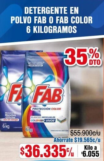 Alkosto Detergente en Polvo Fab o Fab Color 6kg oferta
