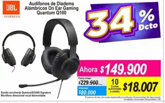 Alkomprar JBL Audifonos de Diadema Alámbricos On Ear Gaming Quantum Q100 oferta