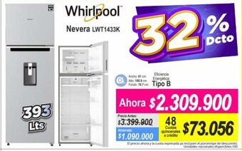Alkomprar Whirlpool Nevera LWT1433K 393L oferta
