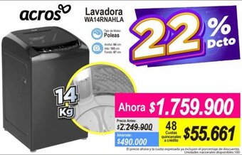 Alkomprar Acros Lavadora WA14RNAHLA 14kg oferta
