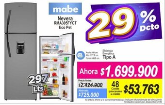 Alkomprar Mabe Nevera RMA305FYCT Eco Pet 297L oferta