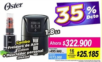 Alkomprar Oster Combo Freidora de Aire + Mezclador Personal 1,8L oferta