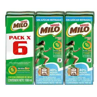 Éxito 6pack beb choco menos azucar milo 1080 ml oferta
