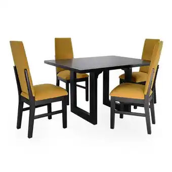 Comedor ibg london 4 puestos negro mostaza