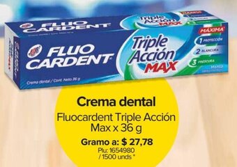 Super Inter Crema Dental Fluocardent Triple Acción Max 36g oferta
