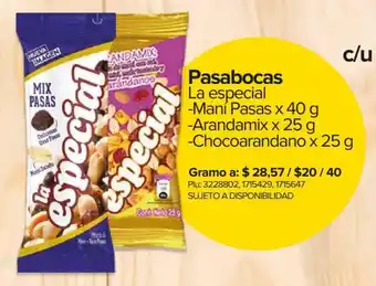 Super Inter Pasabocas La Especial Maní Pasas 40g Arandamix 25g Chocoarandano 25g oferta
